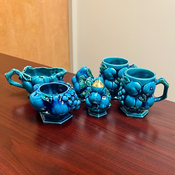 Inarco Other - 🌟HP!🌟 60s Vintage 🫐 Incarco Mood Indigo 6-Piece Fruit Motif Serving Set